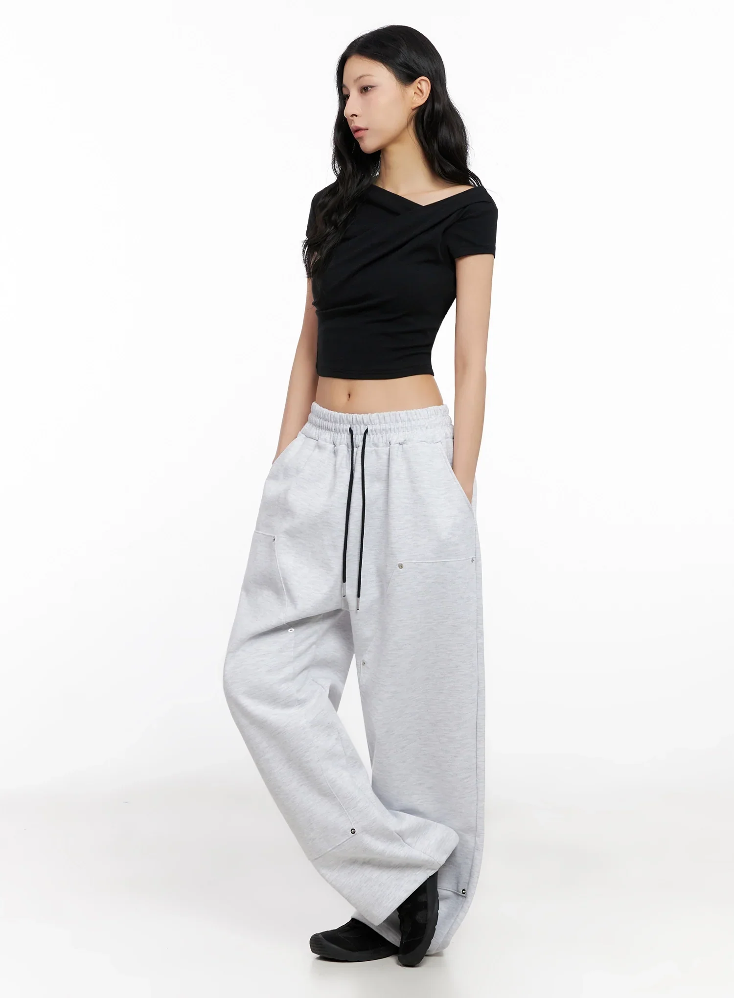 Wide-Leg Stud Accent Sweatpants IG508 - Image 6