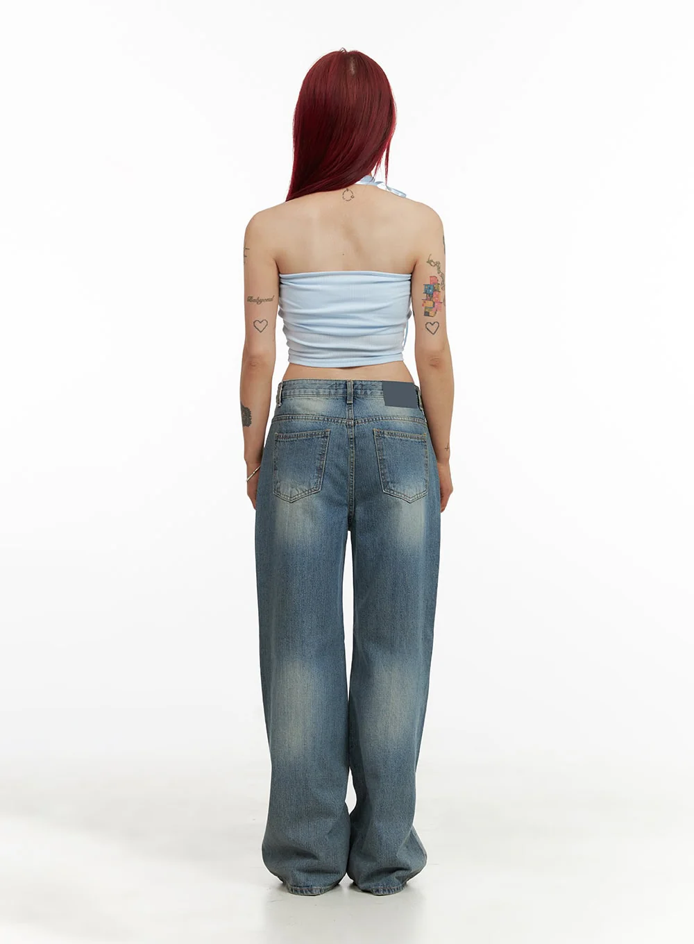 Wide Washed Denim Jeans CY429 - Image 6
