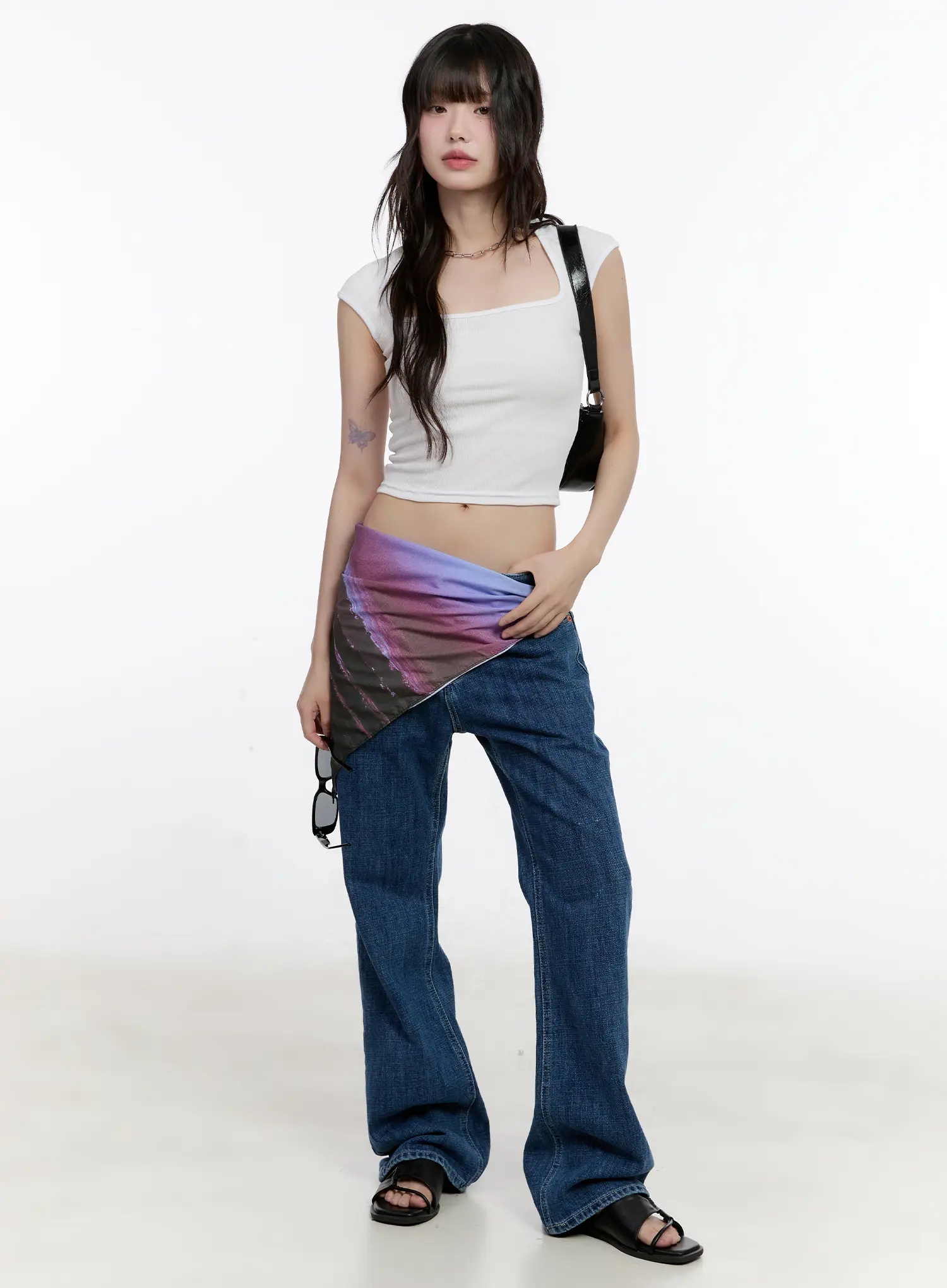 Wonhee Loose Flared Dark-Wash Jeans CL507 - Image 8