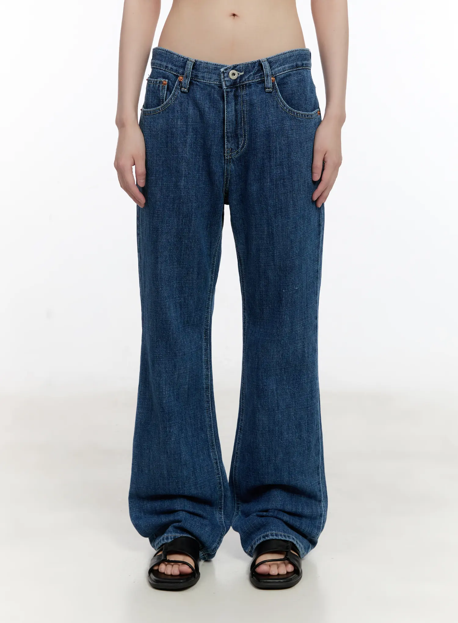 Wonhee Loose Flared Dark-Wash Jeans CL507 - Image 9