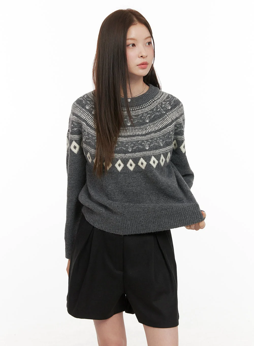 Wool-Blend Nordic Print Sweater OD412 - Image 8