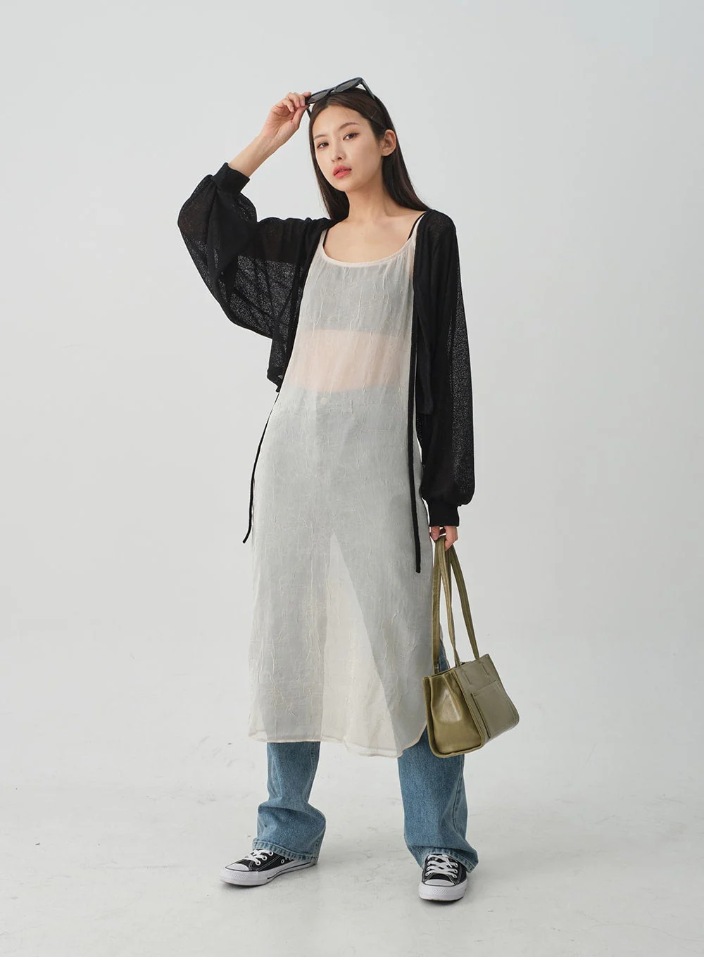 Wrinkle Sheer Cami Maxi Dress CJ08 - Image 3