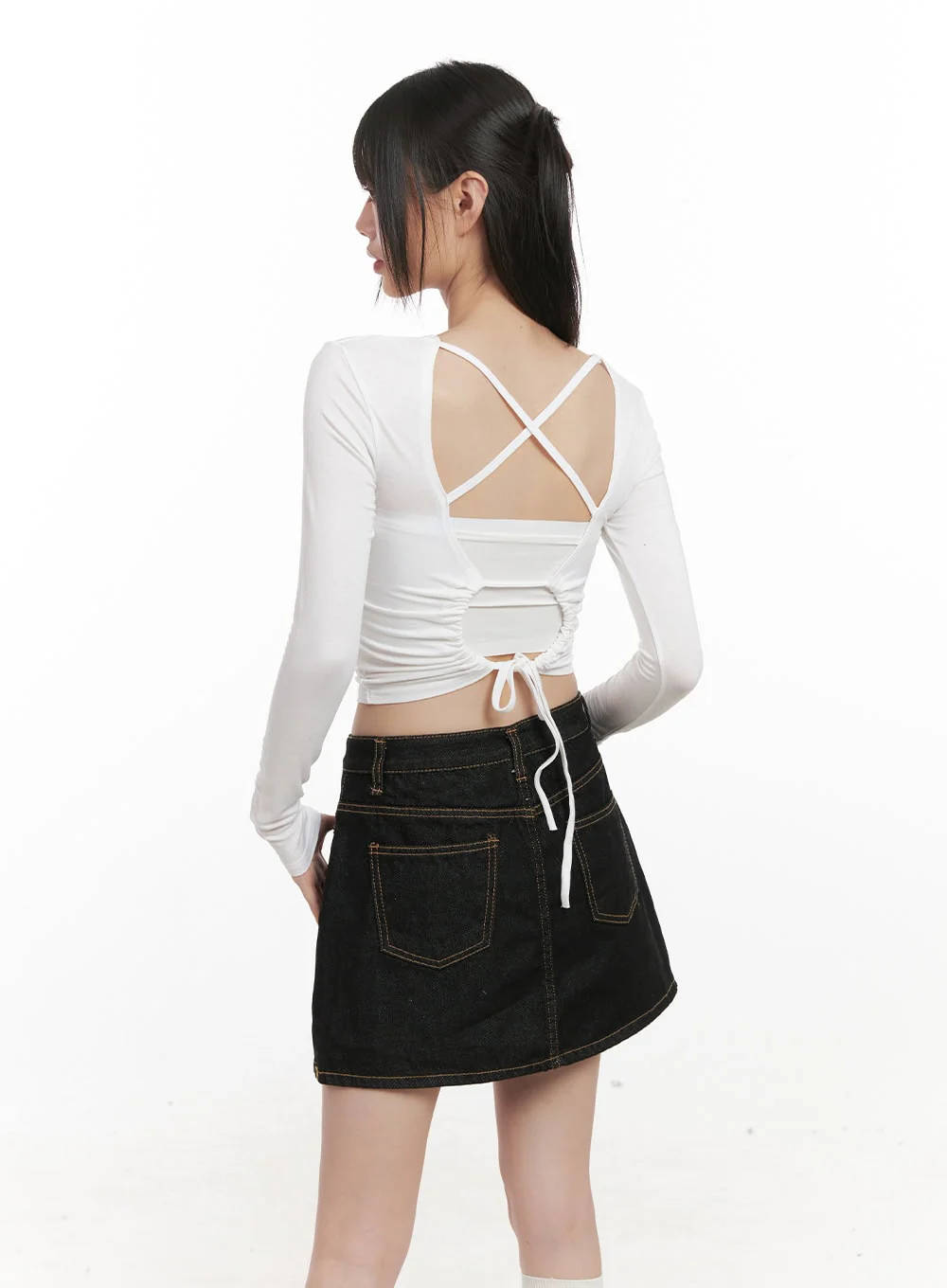 X-Strap Backless Long-Sleeve Crop Top CJ524 - Image 6