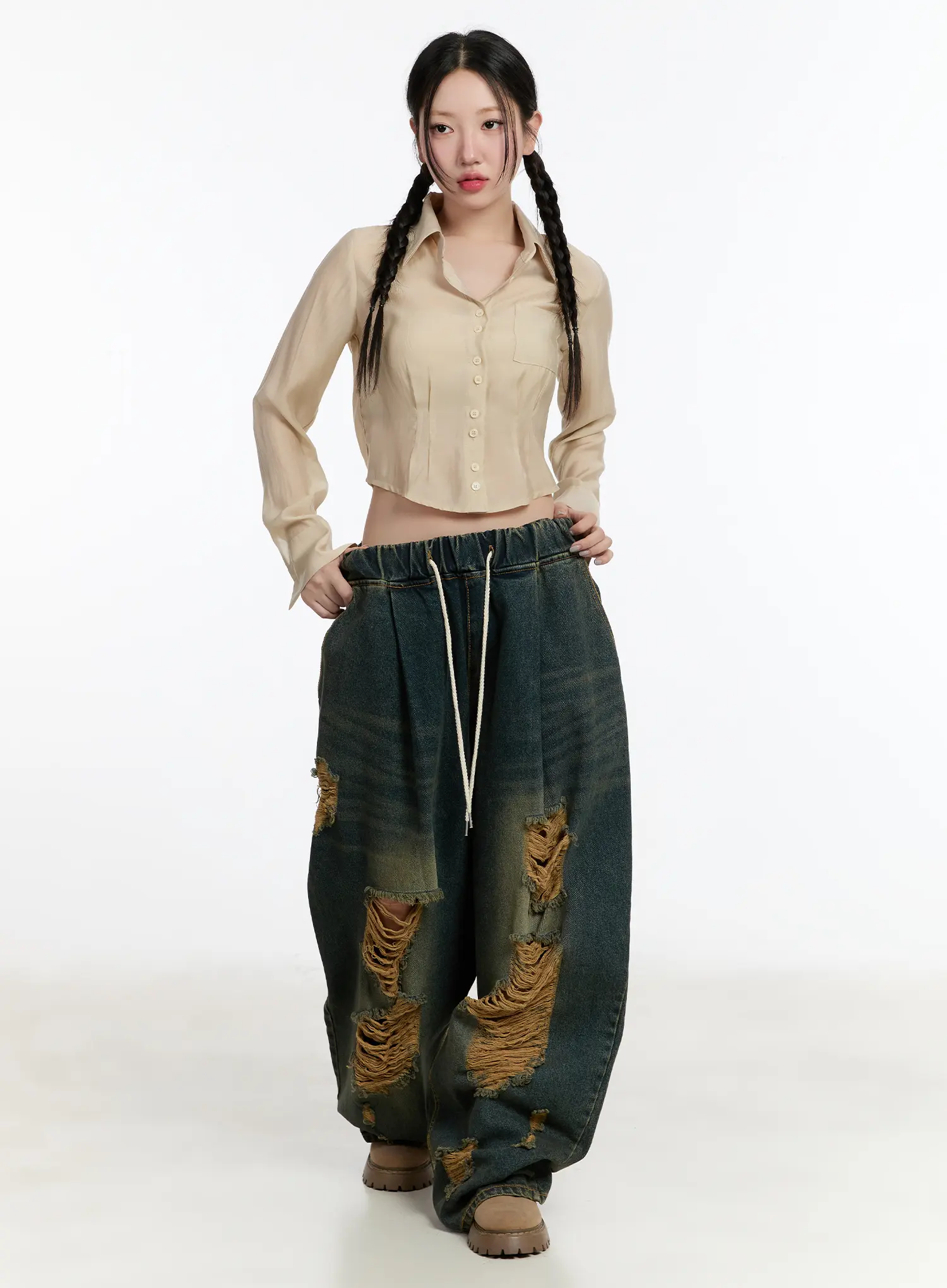 Yoomi Distressed Wide Leg Jeans CM511 - Image 5