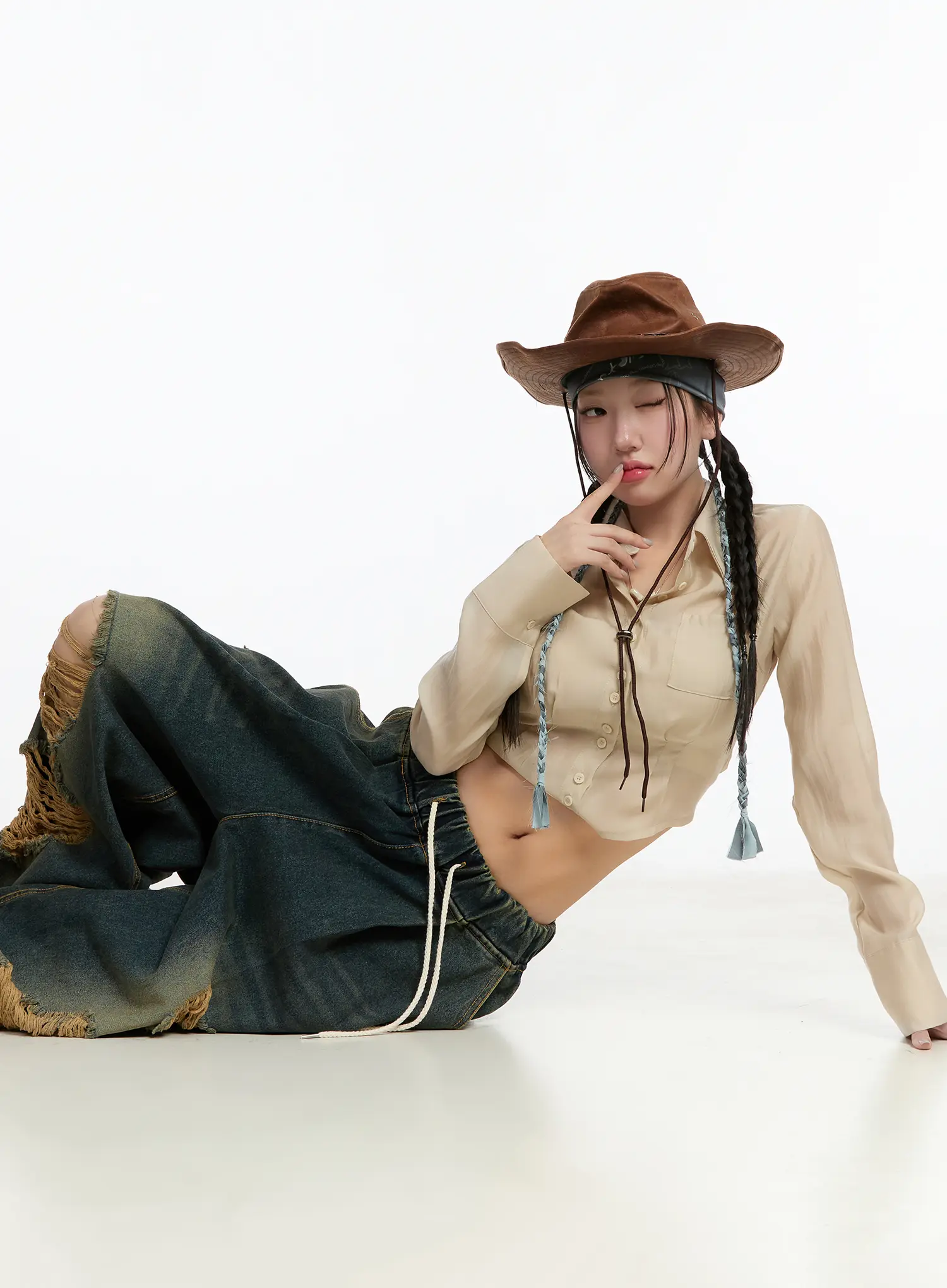 Yoomi Distressed Wide Leg Jeans CM511 - Image 8