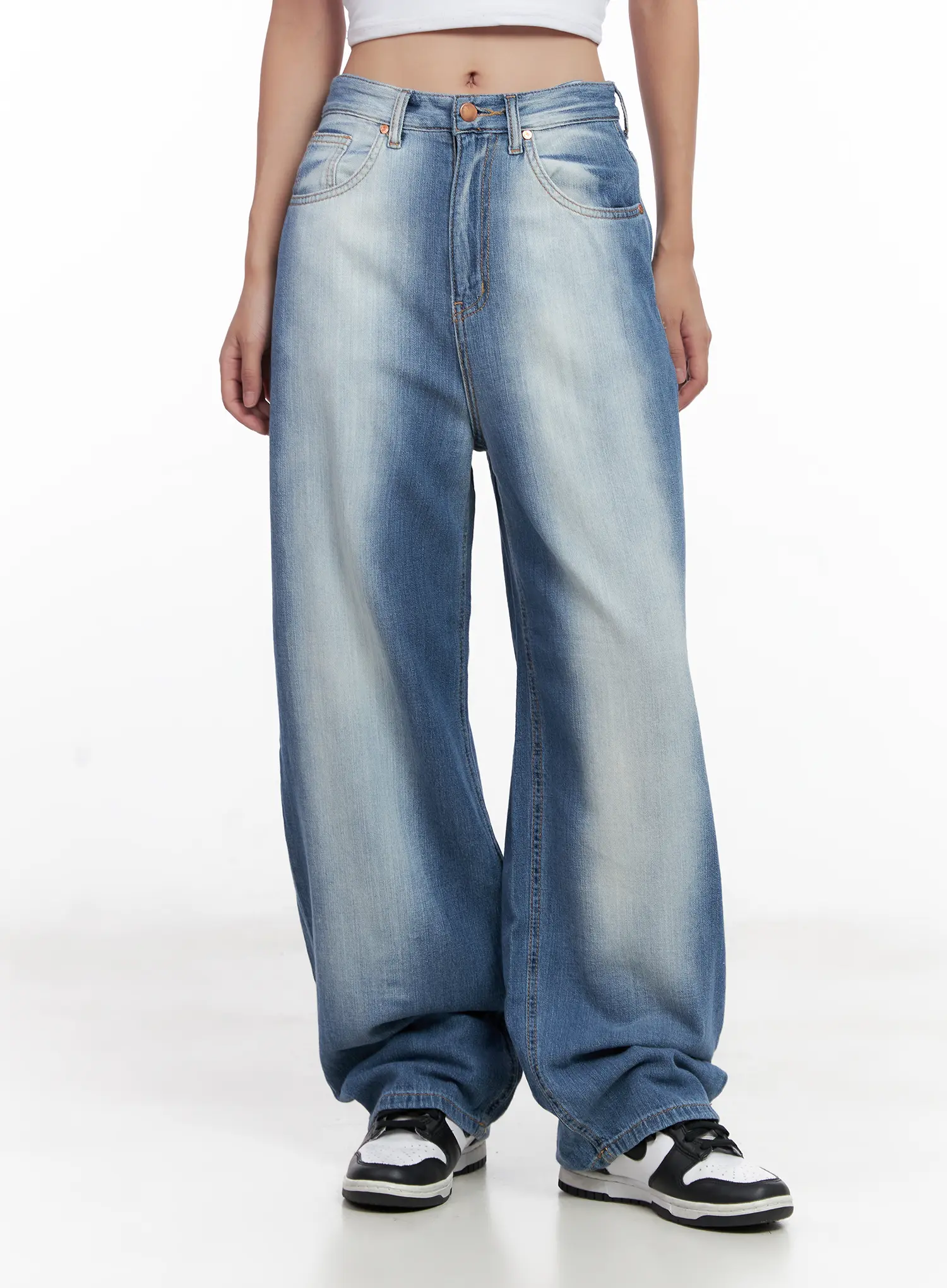 Yumi Washed Wide-Leg Denim Jeans CL521 - Image 2