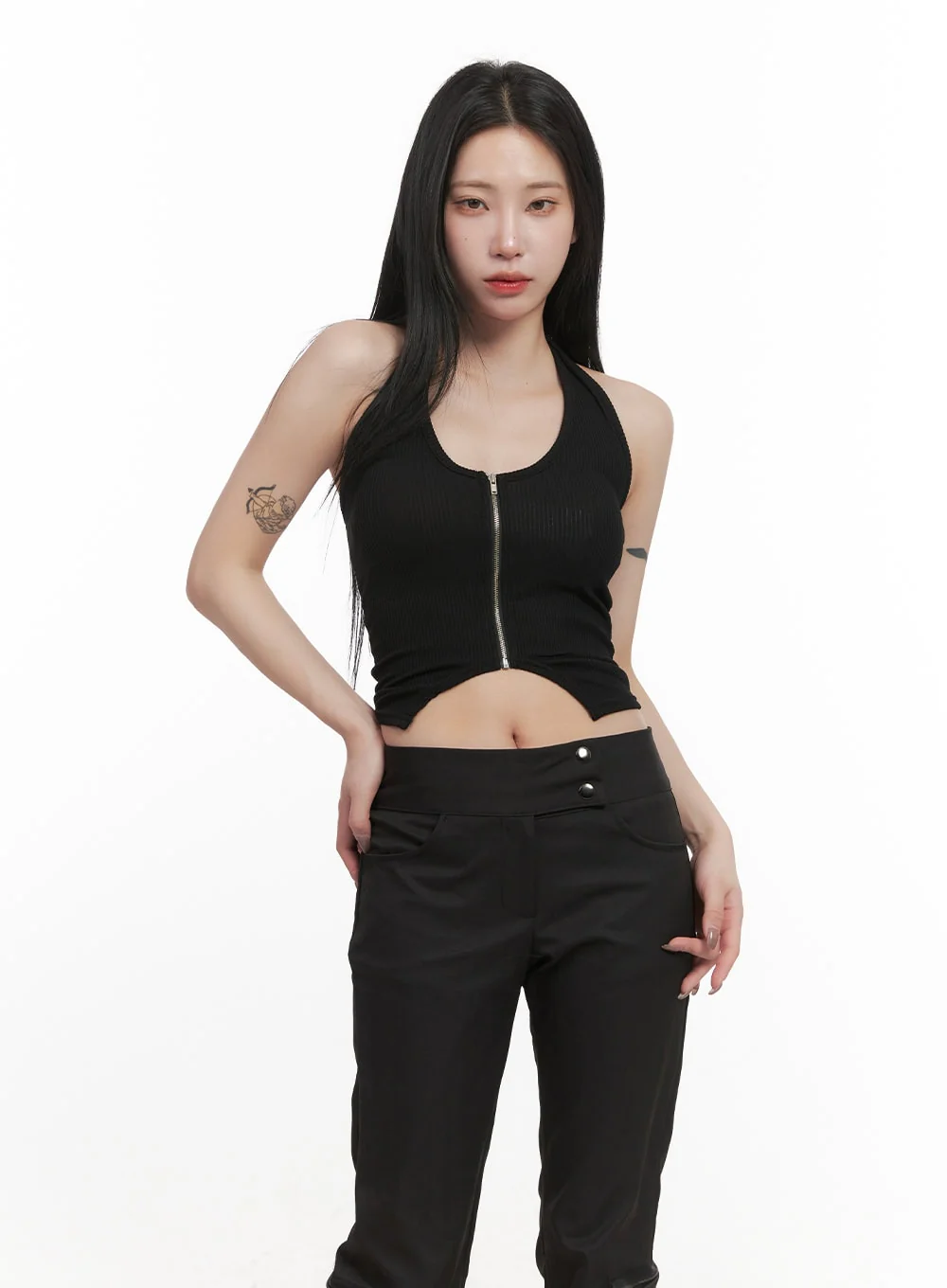 Zip-Up Halter-Neck Crop Top CJ516 - Image 11
