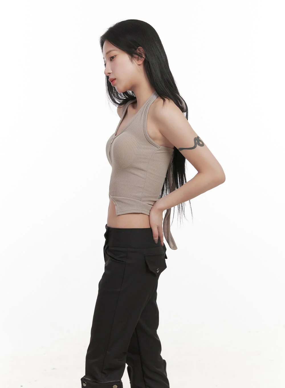 Zip-Up Halter-Neck Crop Top CJ516 - Image 7